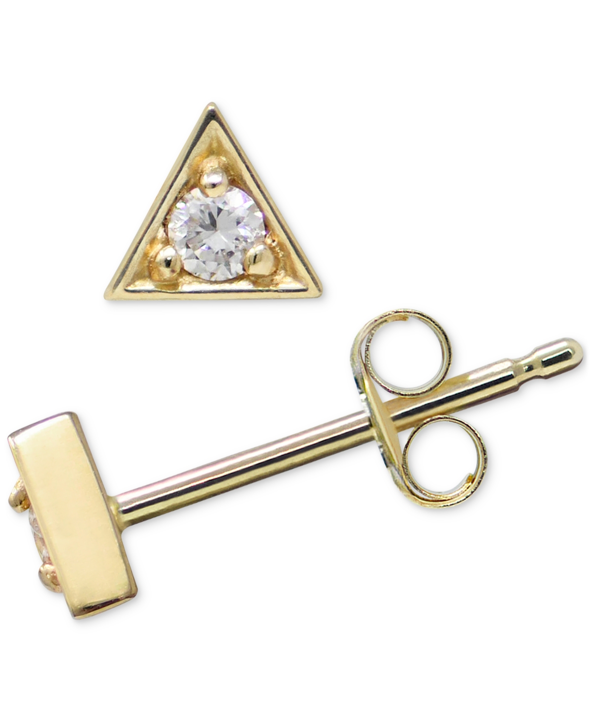 Anzie Diamond Triangle Stud Earrings (1/20 Ct. T.w.) In 14k Gold