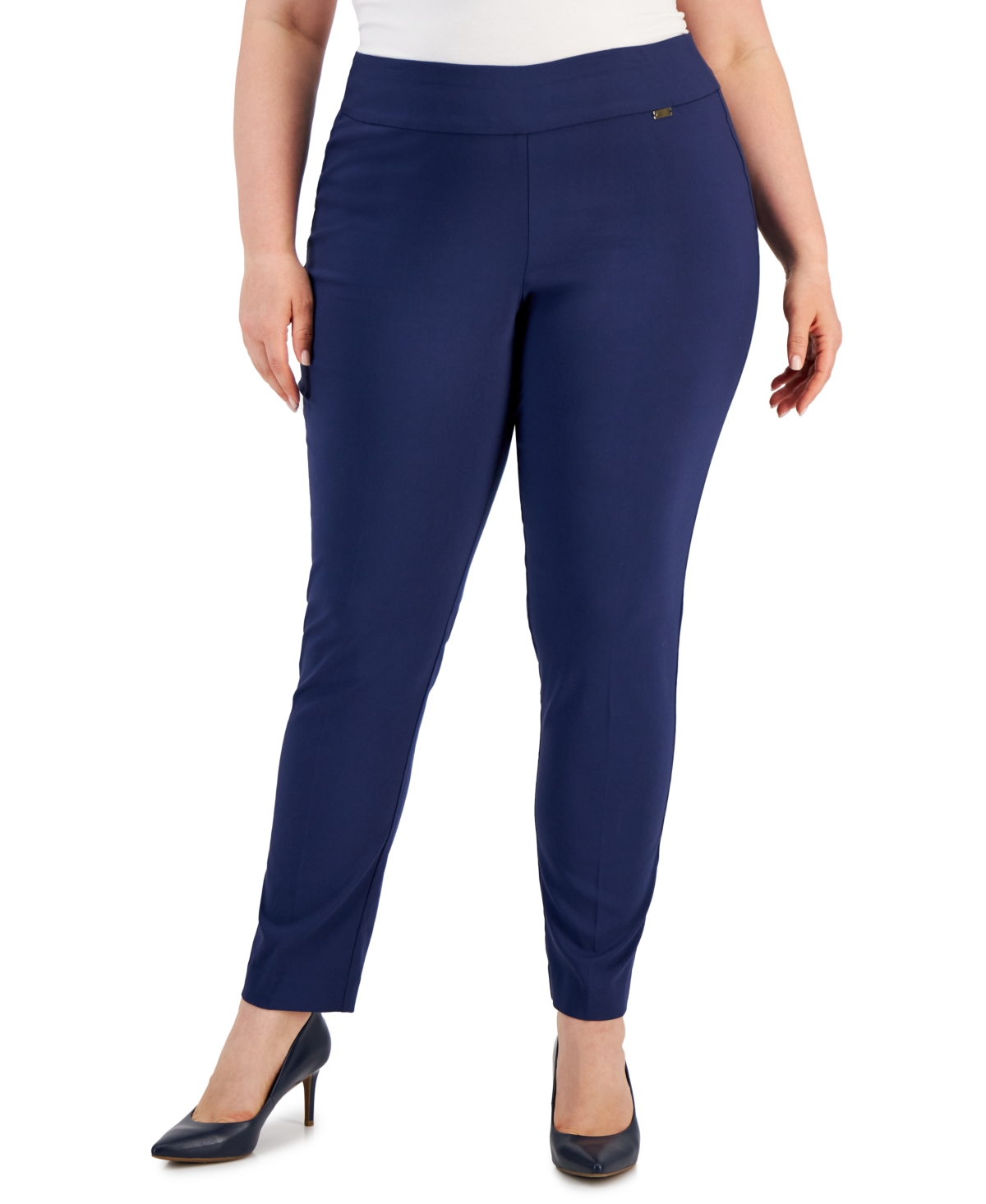 Inc International Concepts Plus Size Bengaline Skinny Pants, Created For Macy's In Indigo Sea