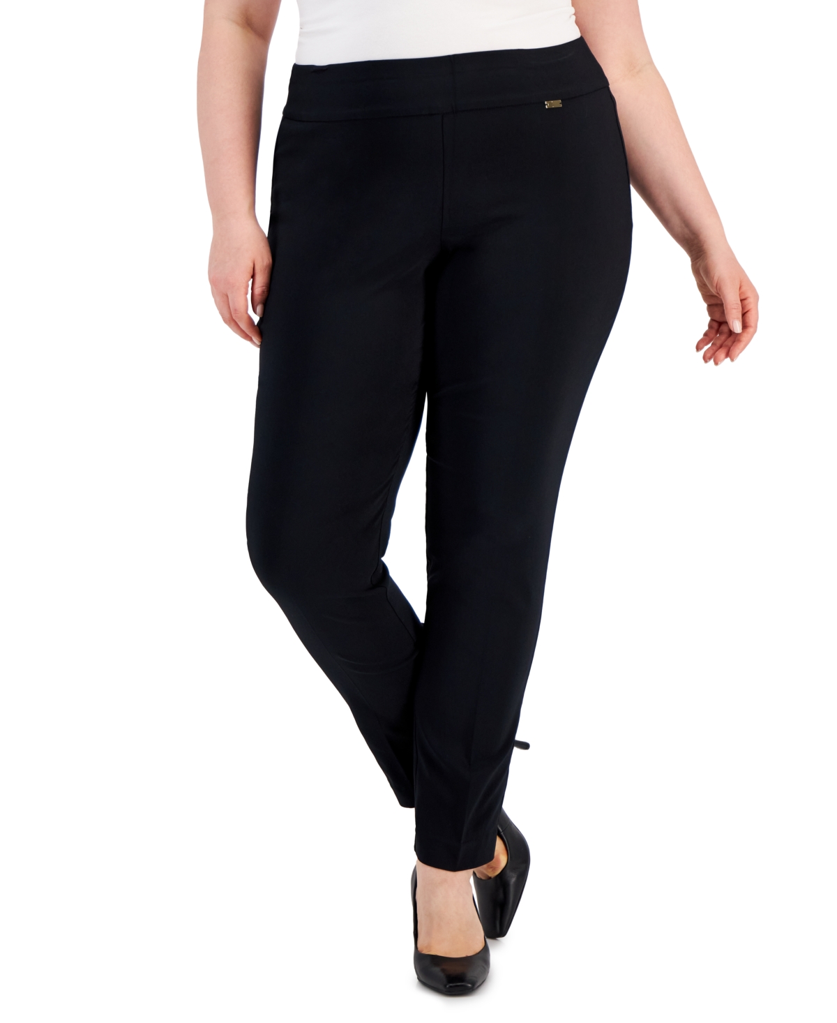 Inc International Concepts Plus Size Bengaline Skinny Pants, Created For Macy's In Deep Black