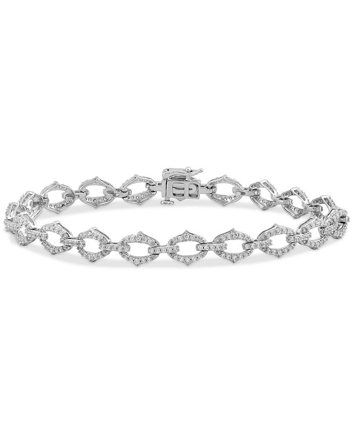 Macy's Diamond Oval Link Bracelet (2 ct. t.w.) in 10k White Gold - Macy's