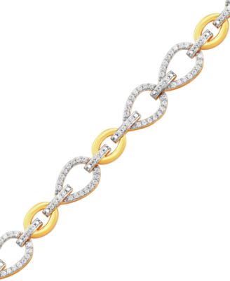 Diamond Open Pear Link Bracelet (1 ct. t.w.) in 14k Gold-Plated Sterling Silver