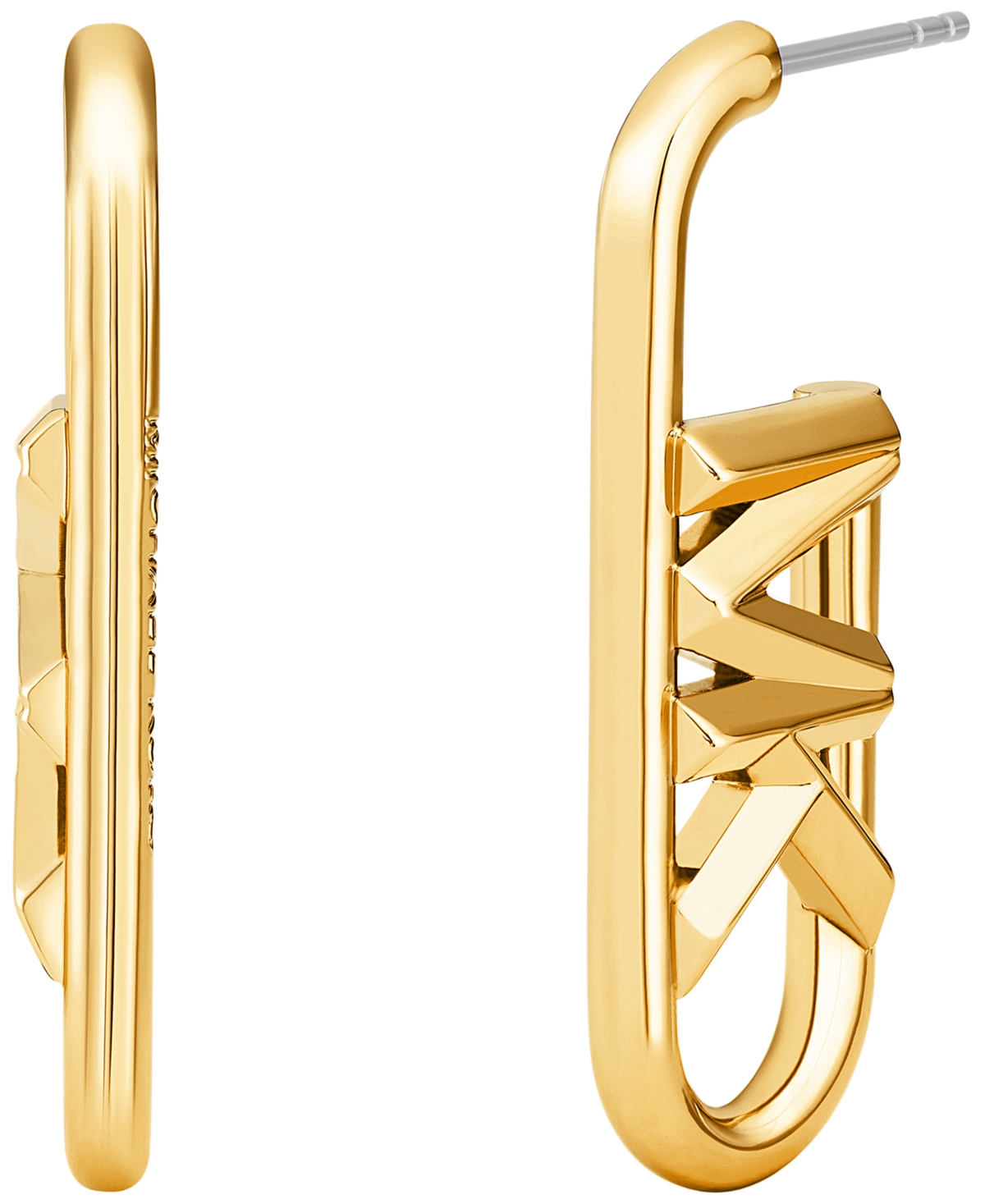 Shop Michael Kors Brass Vertical Empire Link Stud Earrings In Silver