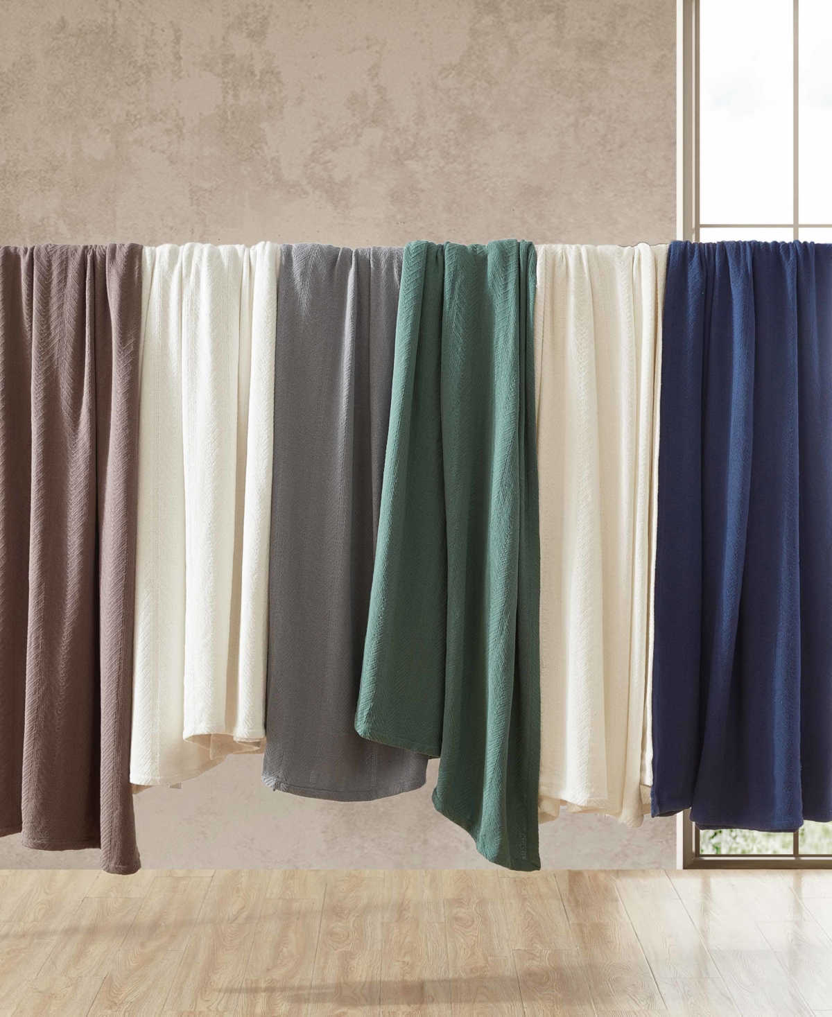 Eddie Bauer Herringbone Cotton Reversible Blanket,