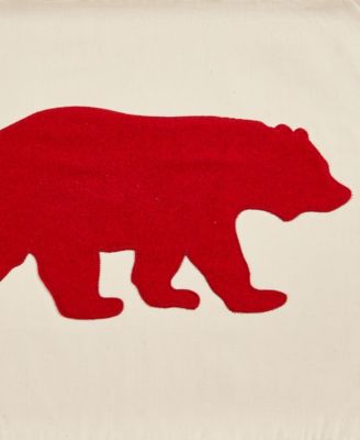 Bear Applique Grey Felt Decorative Pillow, 16" x 20"