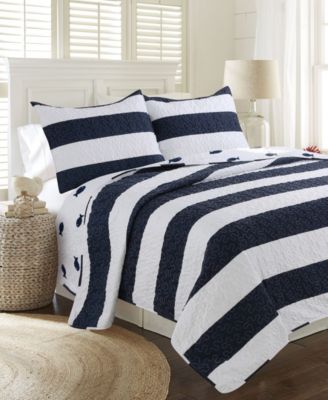 Elise James Home Coastal Fish Nautical Reversible Quilt Set Collection