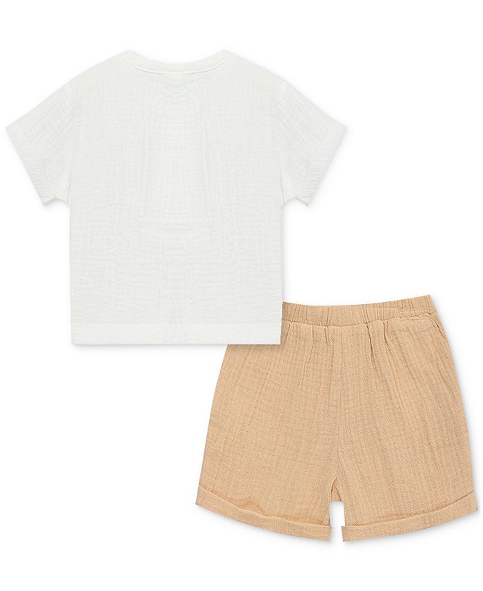 Little Me Baby Boys Dog Gauze Top and Shorts, 2 Piece Set & Reviews