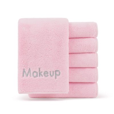 Makeup Remover Soft Coral Fleece Microfiber Pack of 6 Embroidered Washcloths, 13 x 13 in.