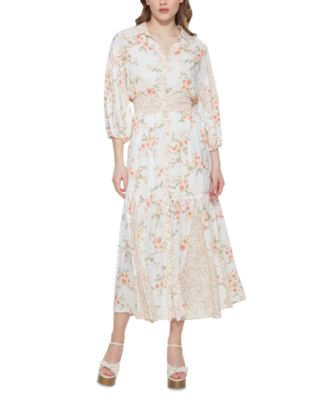 Black Tape - Women's Smocked-Waist Floral-Print Maxi Dress