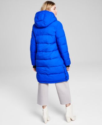 BCBGeneration Women's Boxed Quilt Zip Front Puffer Coat - Down Alternative A-Line Jacket