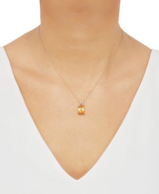 Citrine (3 ct. t.w.) & Diamond Accent 18" Pendant Necklace in 14k Gold (Also available in Garnet and Amethyst)