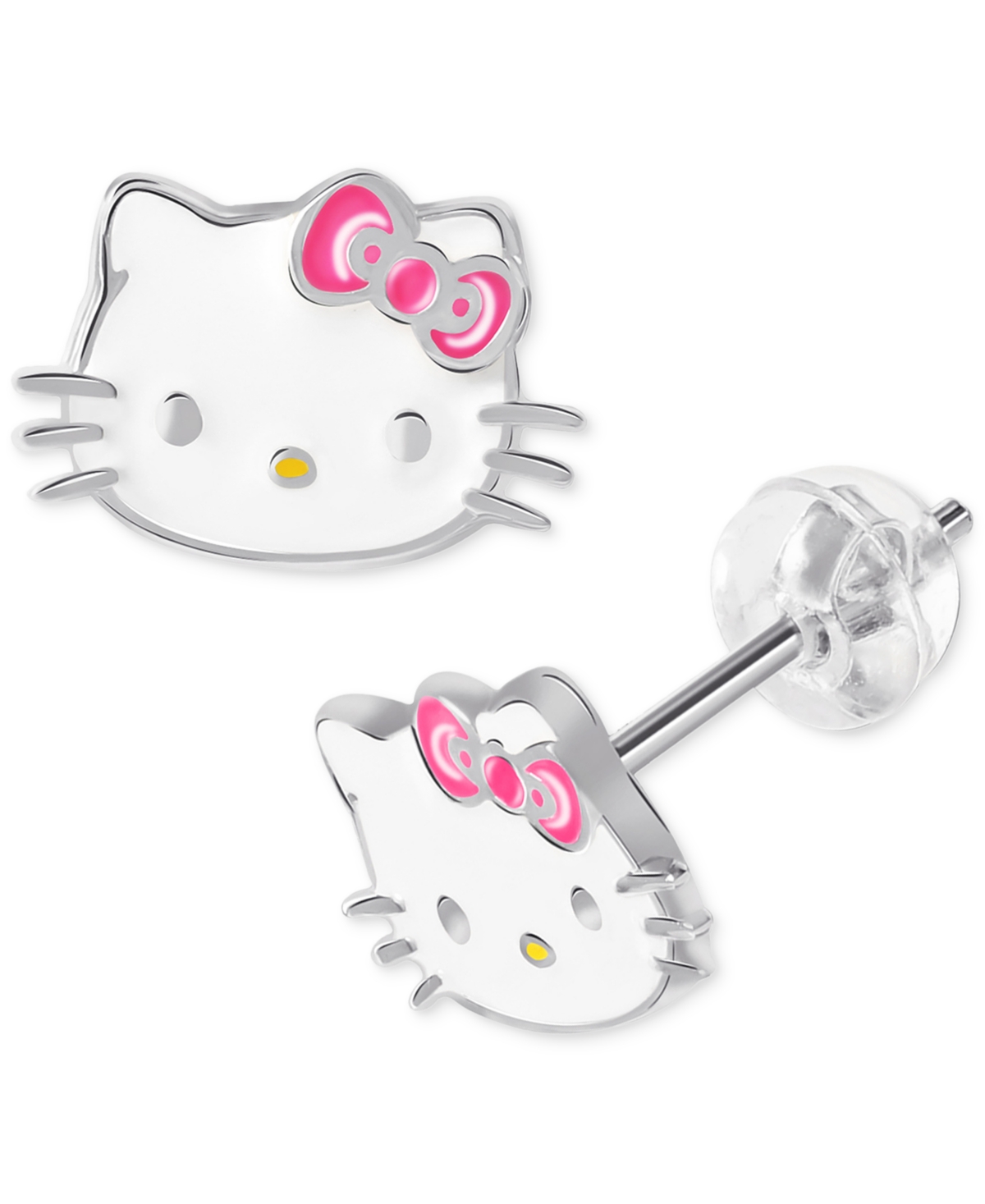Giani Bernini Hello Kitty Enamel Stud Earrings In Sterling Silver, Created For Macy's