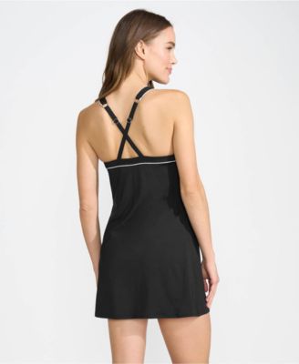 Women's Long High Neck Swim Dress One Piece Swimsuit Adjustable Straps