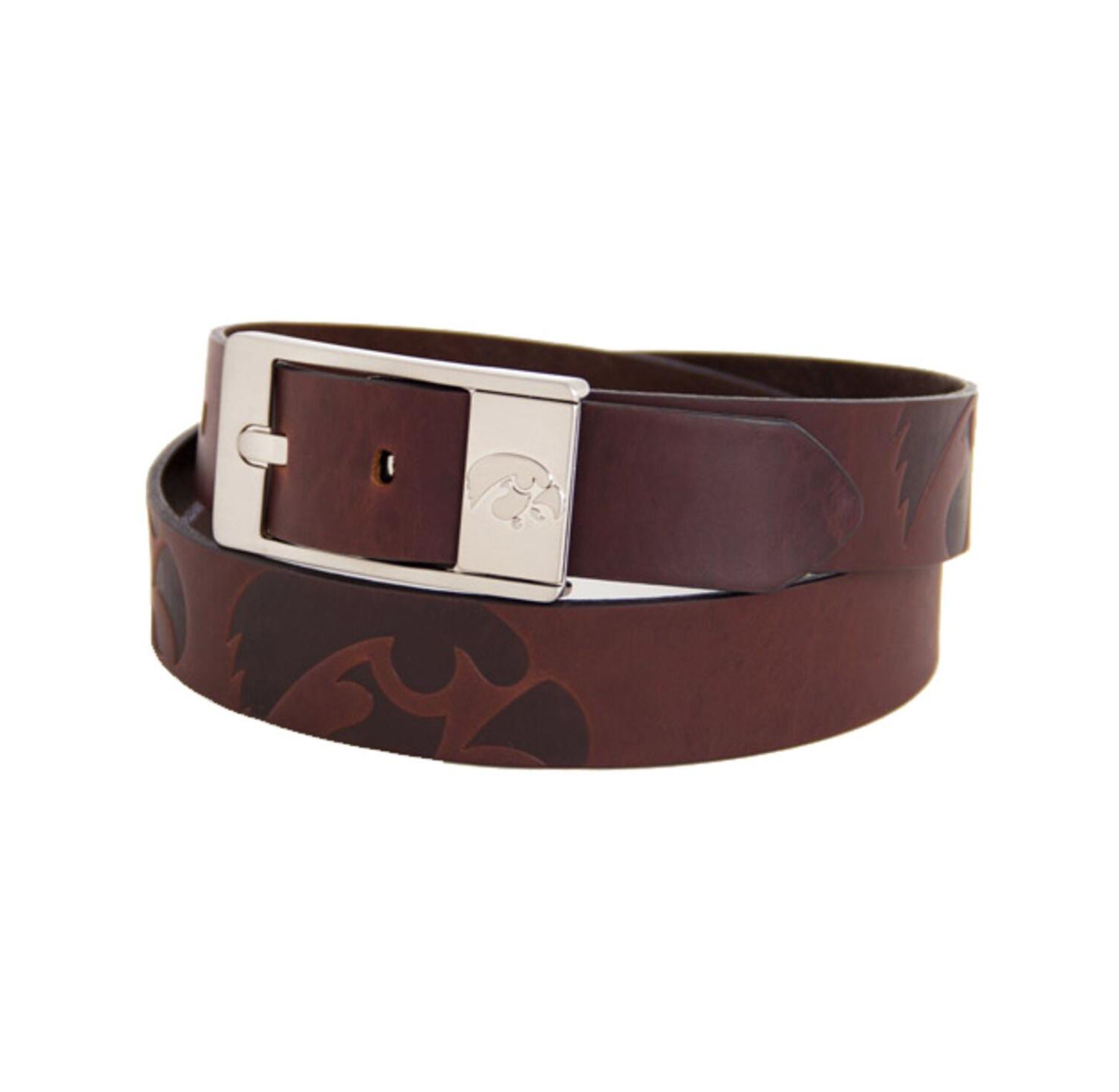 Men's Iowa Hawkeyes Brandish Leather Belt - Brown