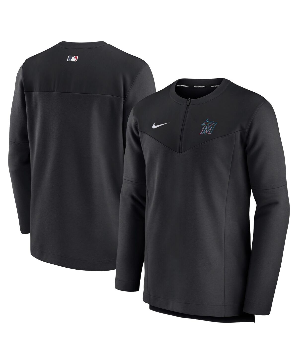 Nike Men's  Black Miami Marlins Authentic Collection Game Time Performance Half-zip Top