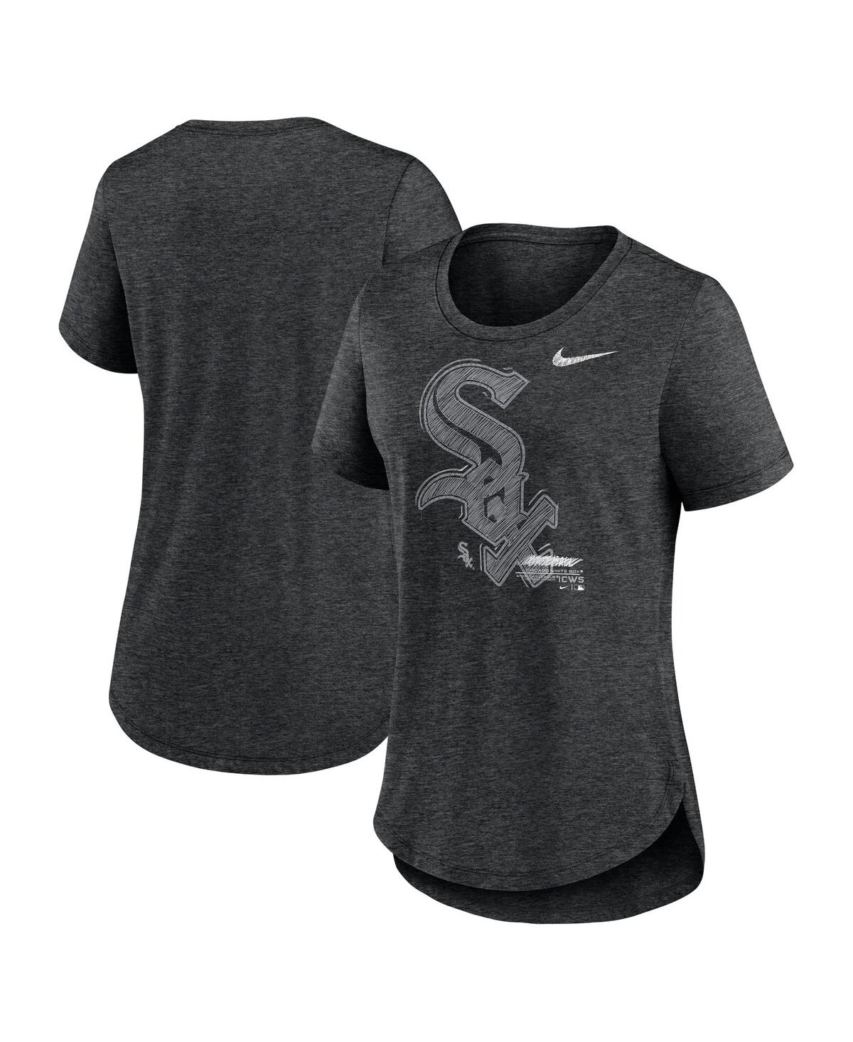 Shop Nike Women's  Heather Black Chicago White Sox Touch Tri-blend T-shirt