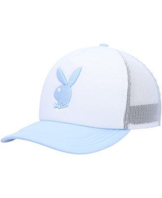 Playboy Men's White, Light Blue Foam Trucker Snapback Hat - Macy's