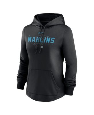 Women's Black Miami Marlins Authentic Collection Pregame Performance Pullover Hoodie