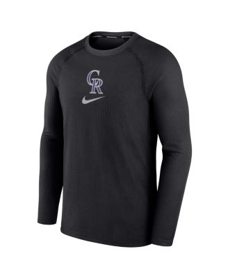 Men's Black Colorado Rockies Authentic Collection Game Raglan Performance Long Sleeve T-shirt