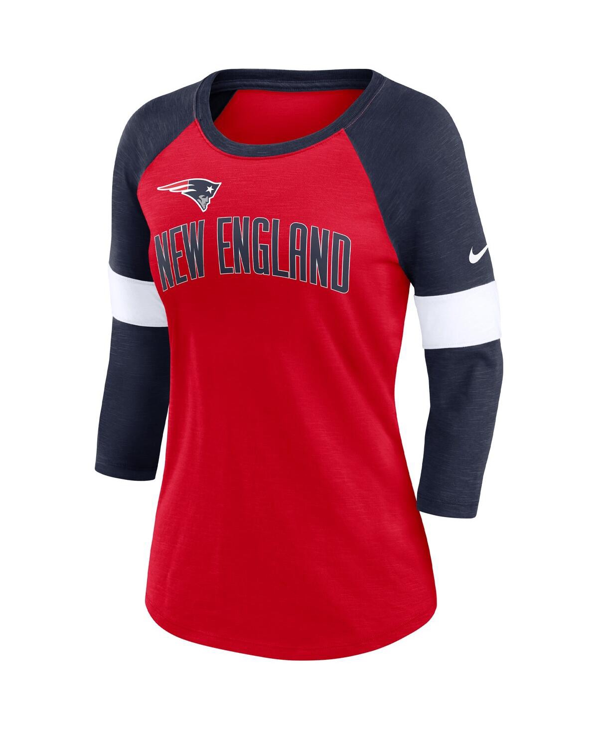 Nike Women's Pride (nfl New England Patriots) 3/4-sleeve T-shirt In Heather Red,heather Navy