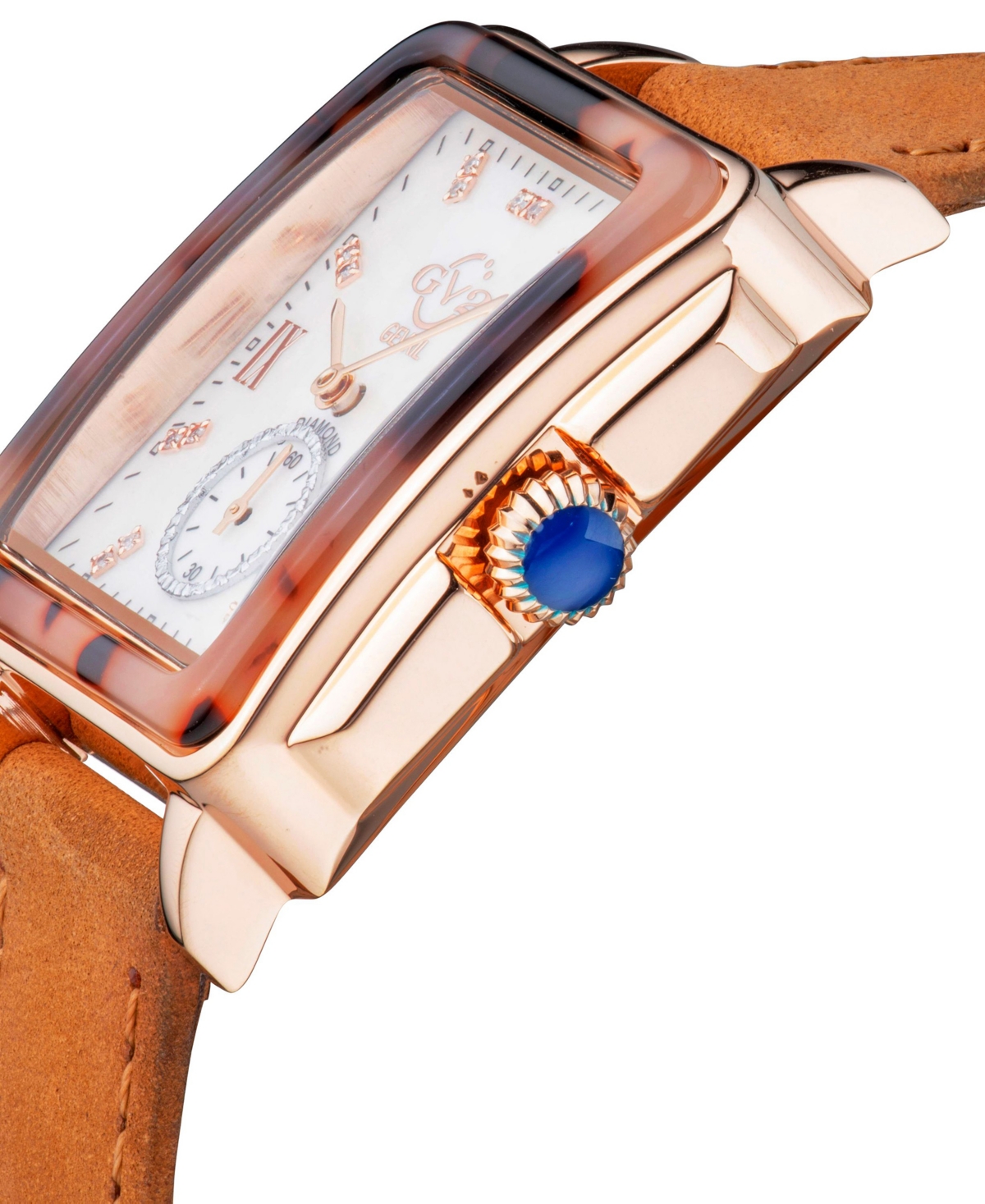GV2 by Gevril Women's Bari Tortoise Swiss Quartz Tan Leather Watch 30mm x 34mm