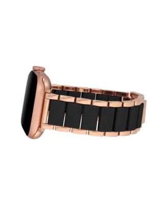 Women's Rose Gold-Tone Alloy Metal and Black Silicone Bracelet designed for Apple Watch&reg; 42mm (Series 10) & 38/40/41mm