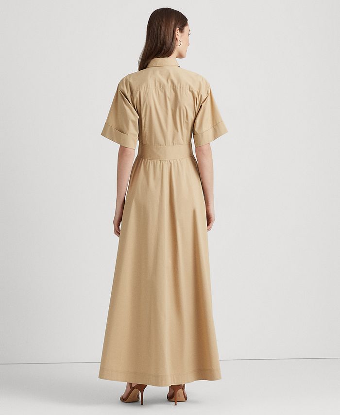 Lauren Ralph Lauren Women's Buckle-Trim Cotton-Blend Shirtdress - Macy's