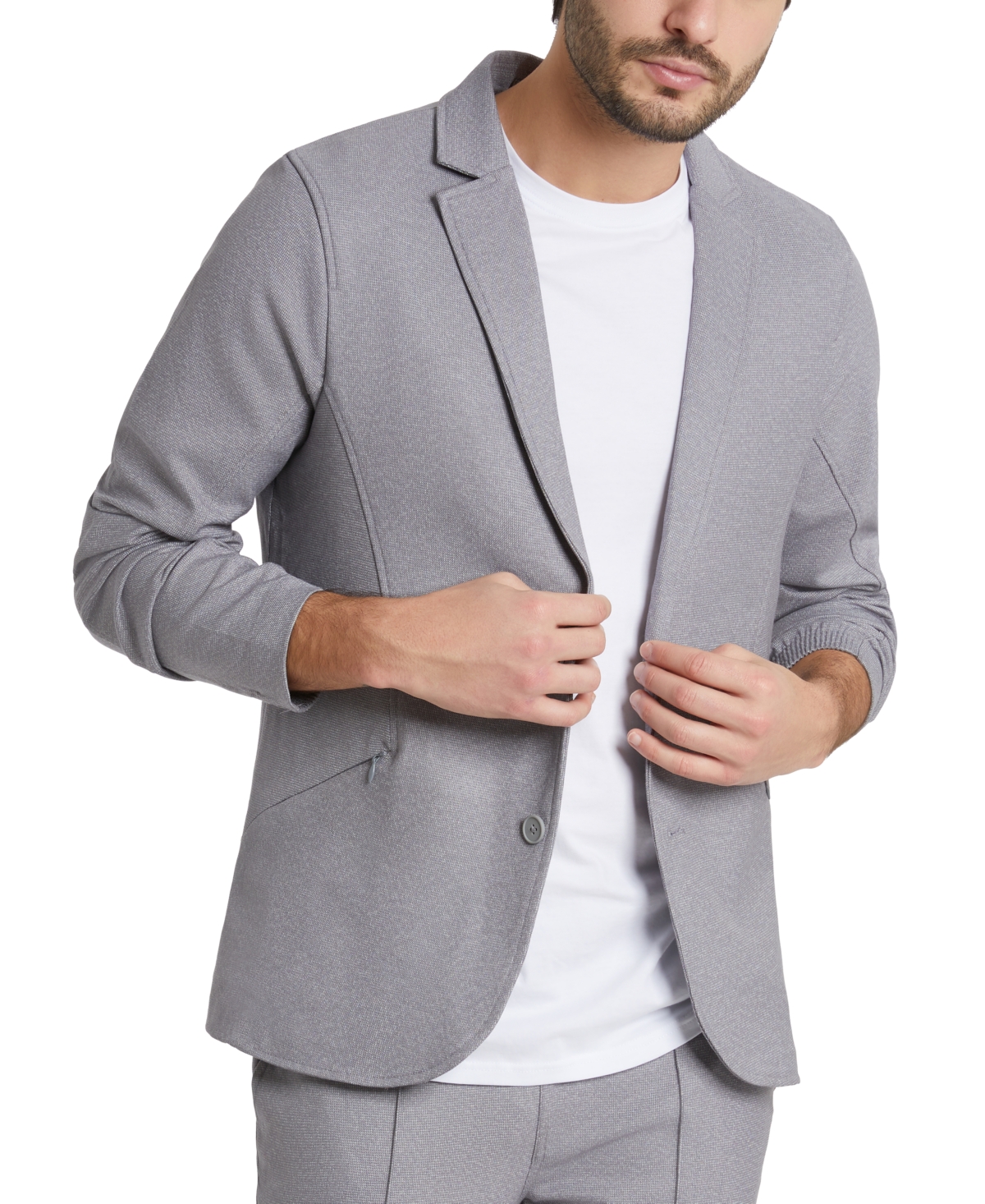 Kenneth Cole Men's Invisible Zip Pocket Blazer In Grey Heather