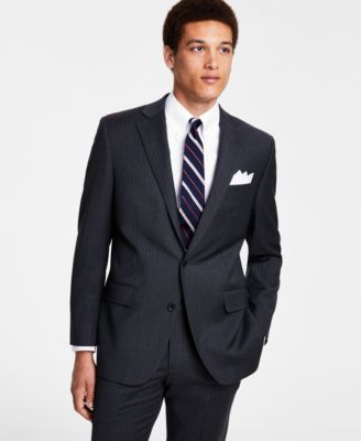 Men's Classic-Fit Stretch Pinstripe Wool Blend Suit Jackets