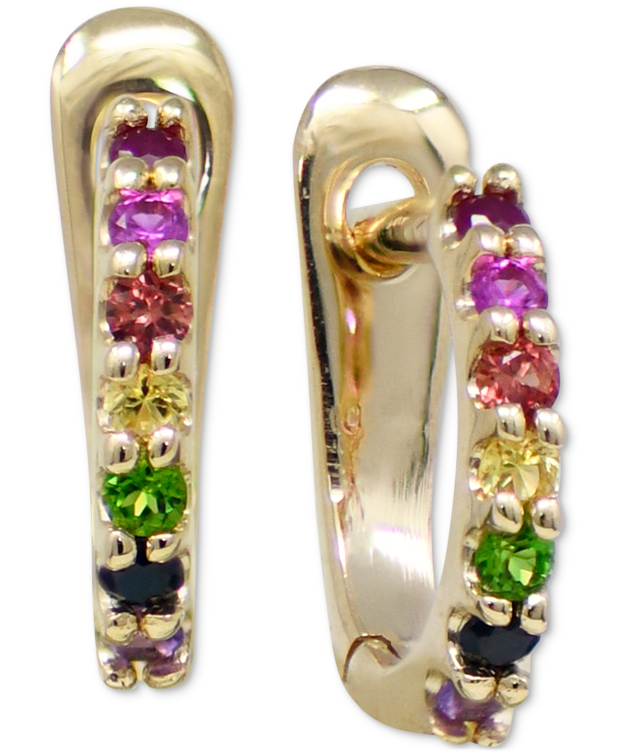 Anzie Multi-sapphire Extra Small Hoop Earrings In 14k Gold, 0.37"