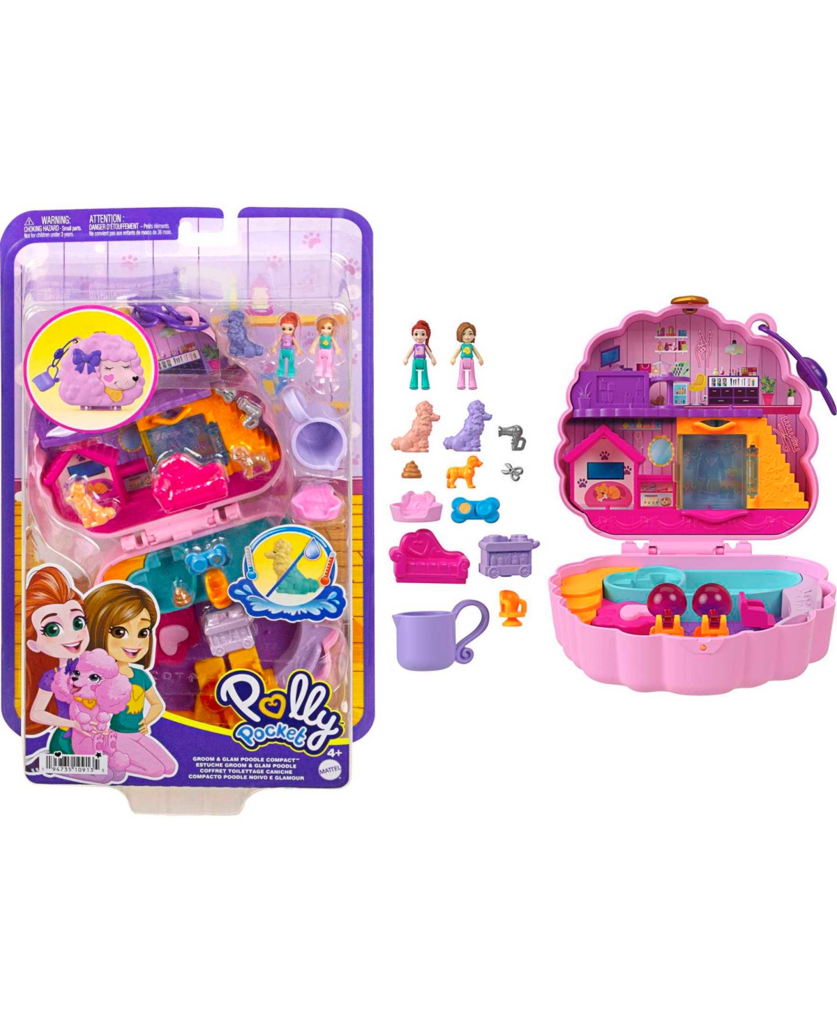 Polly Pocket Kids' Groom And Glam Poodle Compact In Multi-color