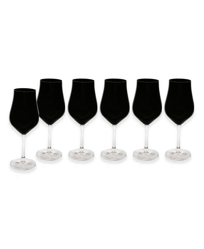 Classic Touch Black Wine Glasses with Stem 9", Set of 6 Macy's