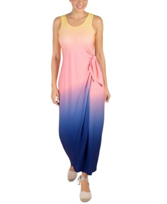 Robbie Bee - Women's Dip-Dyed Side-Tie Maxi Dress