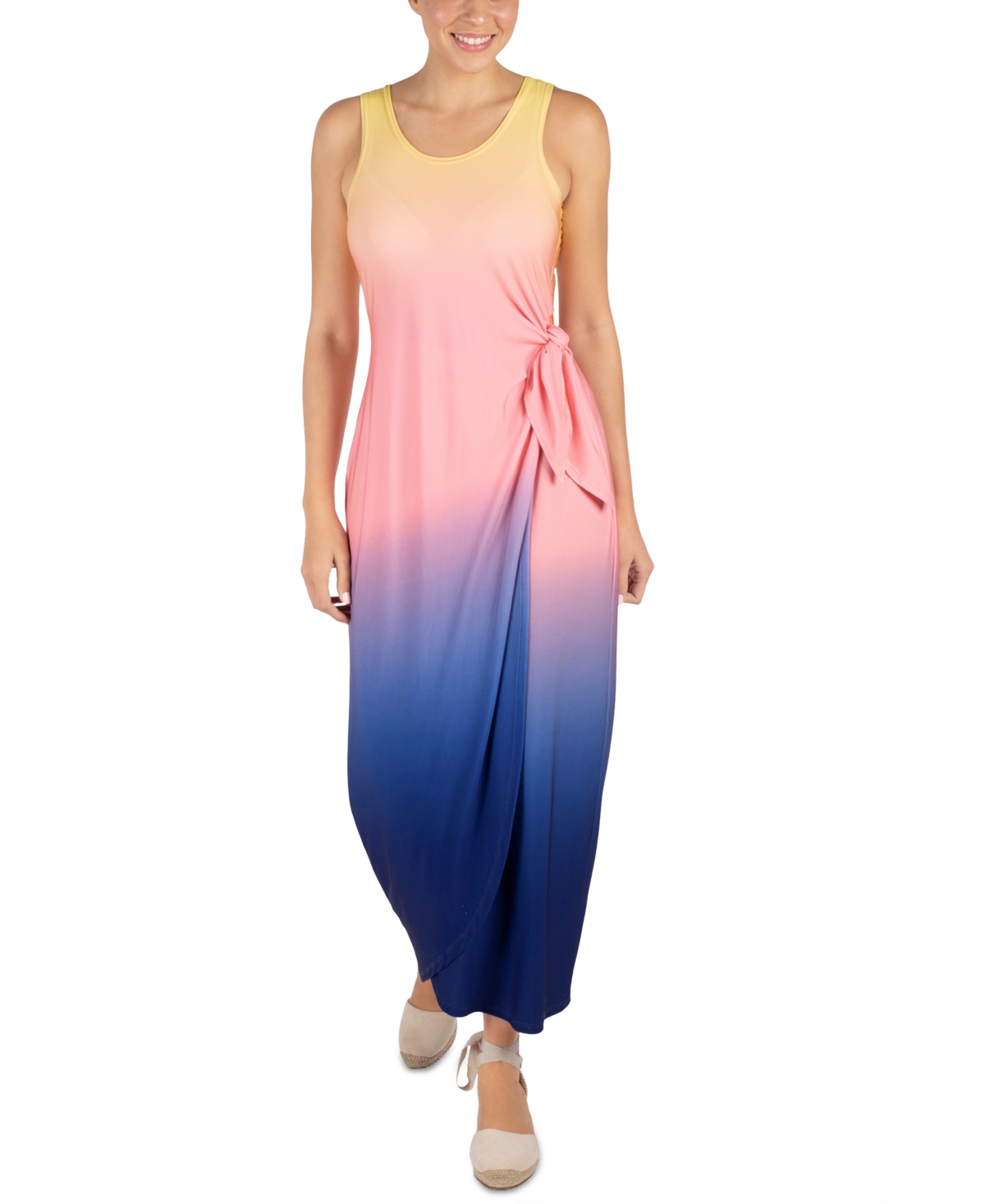 Women's Dip-Dyed Side-Tie Maxi Dress - Multi