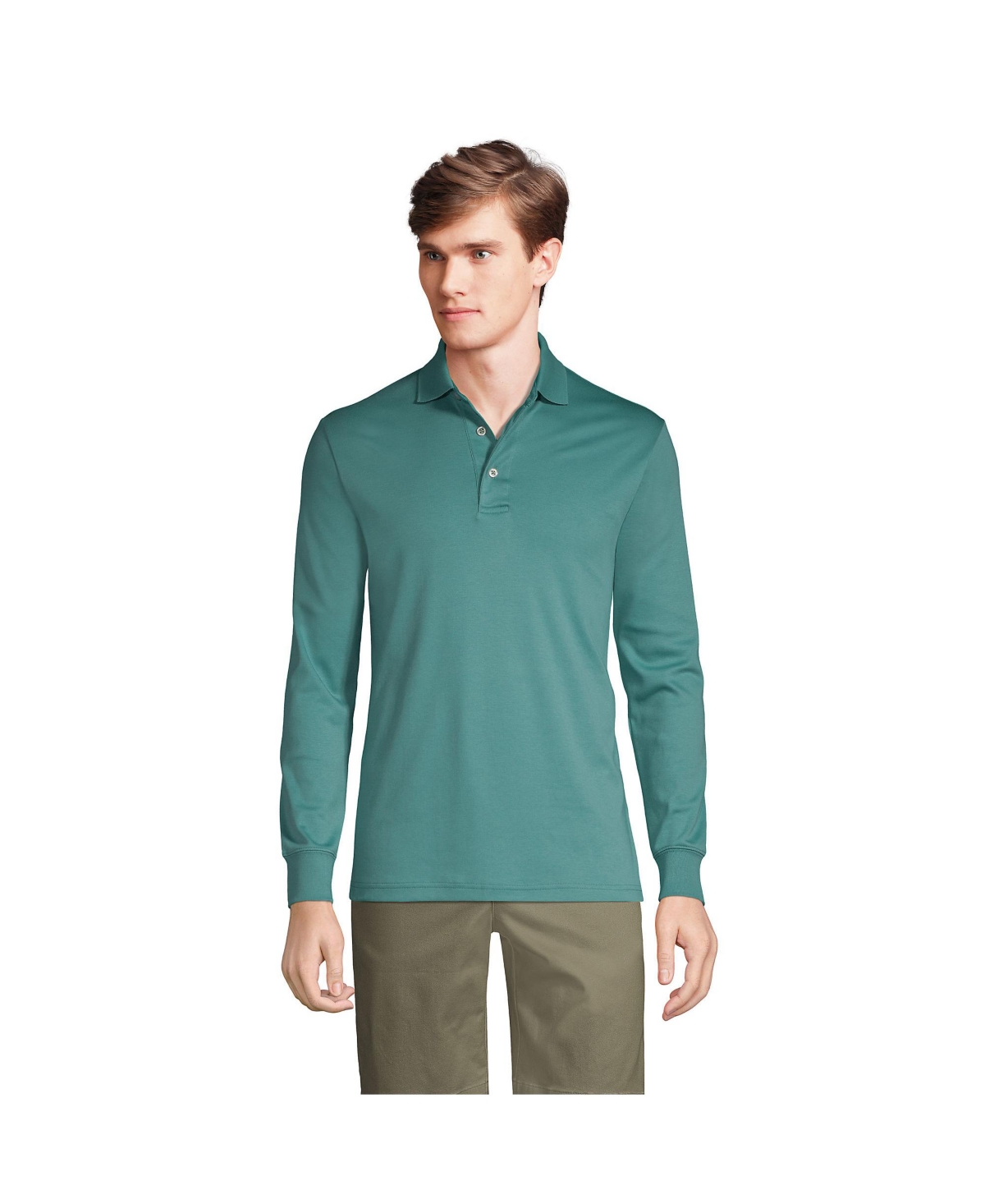 Lands' End Men's Long Sleeve Cotton Supima Polo Shirt