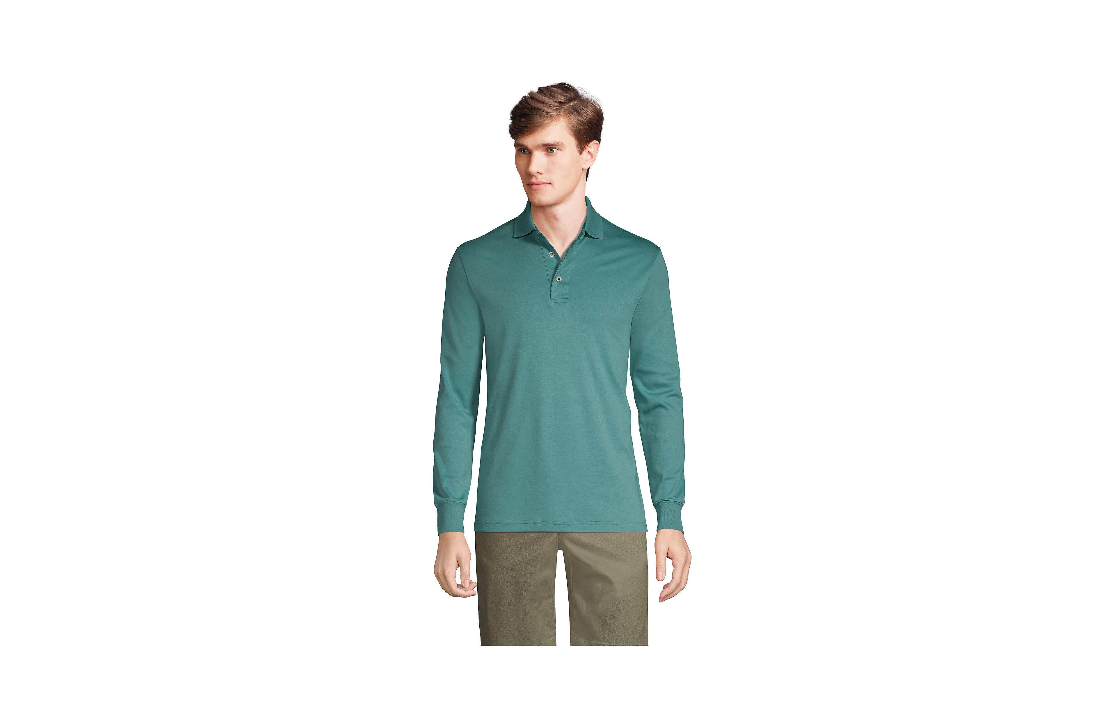 Lands' End Men's Long Sleeve Cotton Supima Polo Shirt