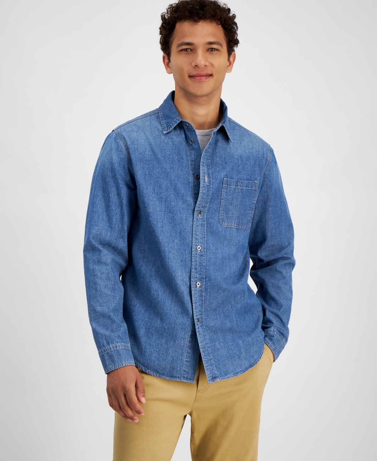 And Now This Men's Chambray Denim Shirt, Created For Macy's In Dark Wash