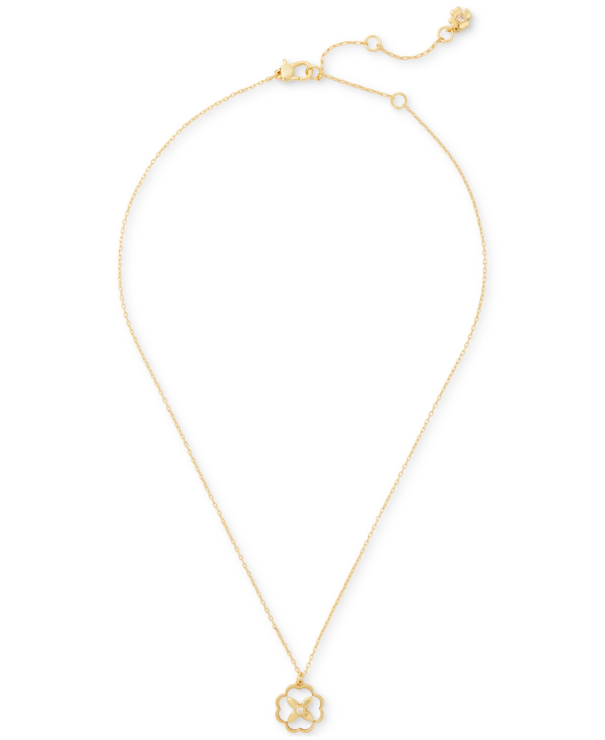 KATE SPADE GOLD-TONE HERITAGE BLOOM MOTHER-OF-PEARL PENDANT NECKLACE, 16" + 3" EXTENDER