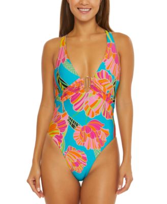 Trina Turk Women s Poppy One Piece Plunge Swimsuit Macy s