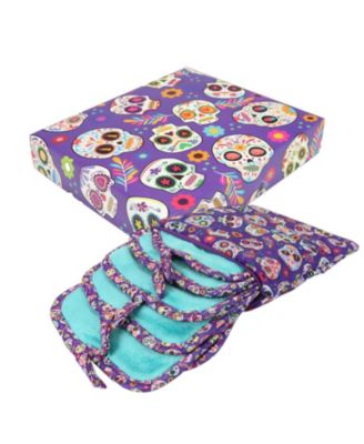 Decorative Microfiber Makeup Remover Cloths (Pack of 5, Design Options), Soft Coral Fleece Reusable Makeup Towels with a Travel Bag, Facial Wash Cloth for Bathroom, 7.5 x 15.5 in.