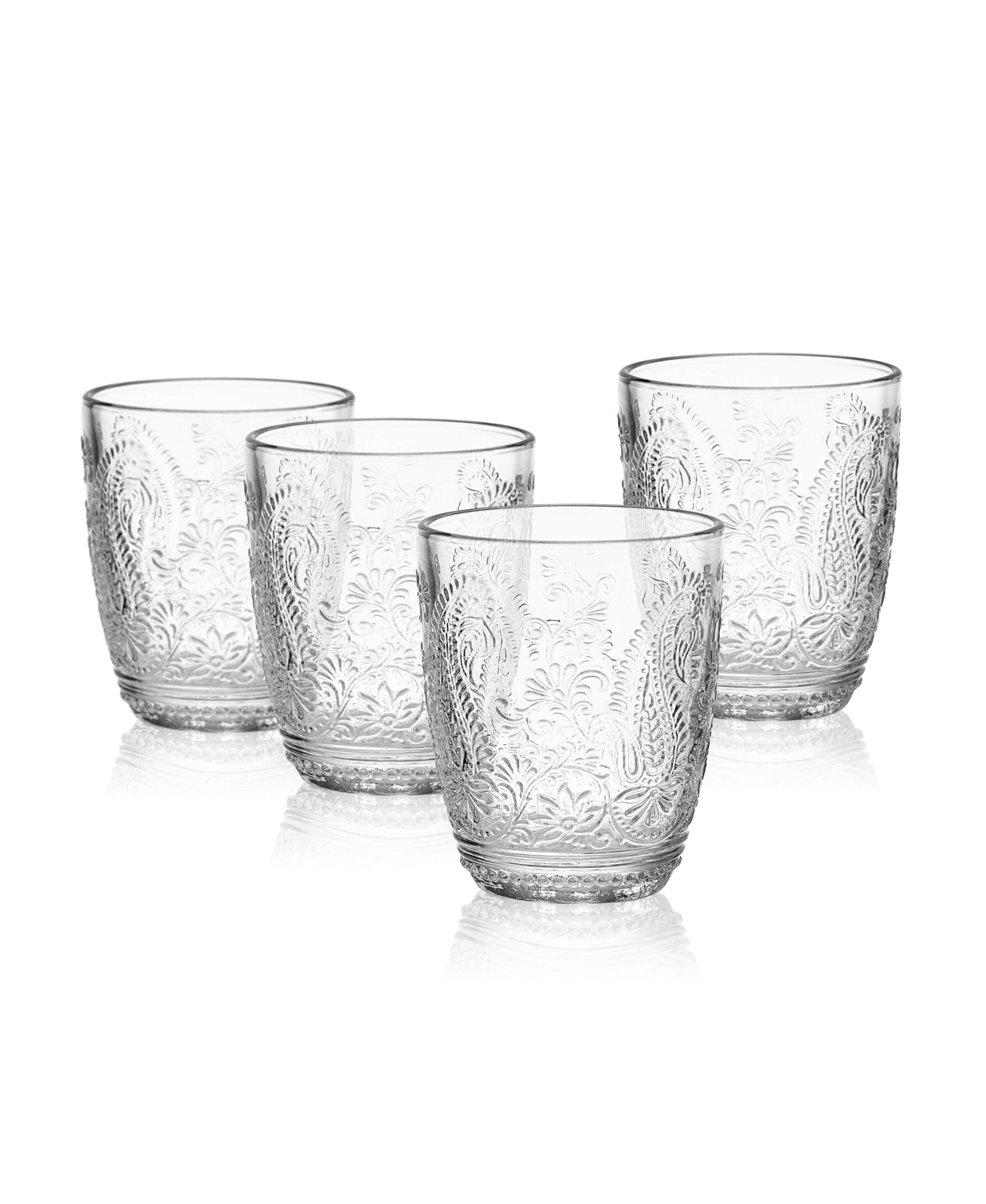 Fitz And Floyd Maddi 10-oz Double Old Fashioned Glasses 4-piece Set In Clear