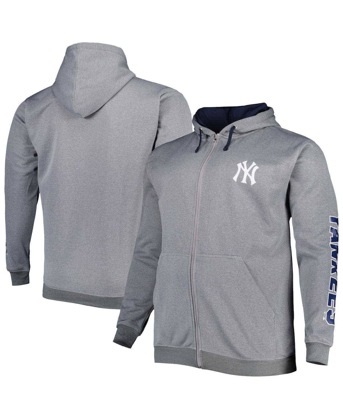 PROFILE MEN'S PROFILE ASH NEW YORK YANKEES BIG AND TALL PULLOVER HOODIE