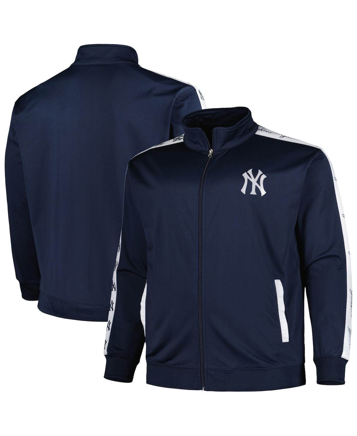 PROFILE MEN'S NAVY NEW YORK YANKEES BIG AND TALL TRICOT TRACK FULL-ZIP JACKET