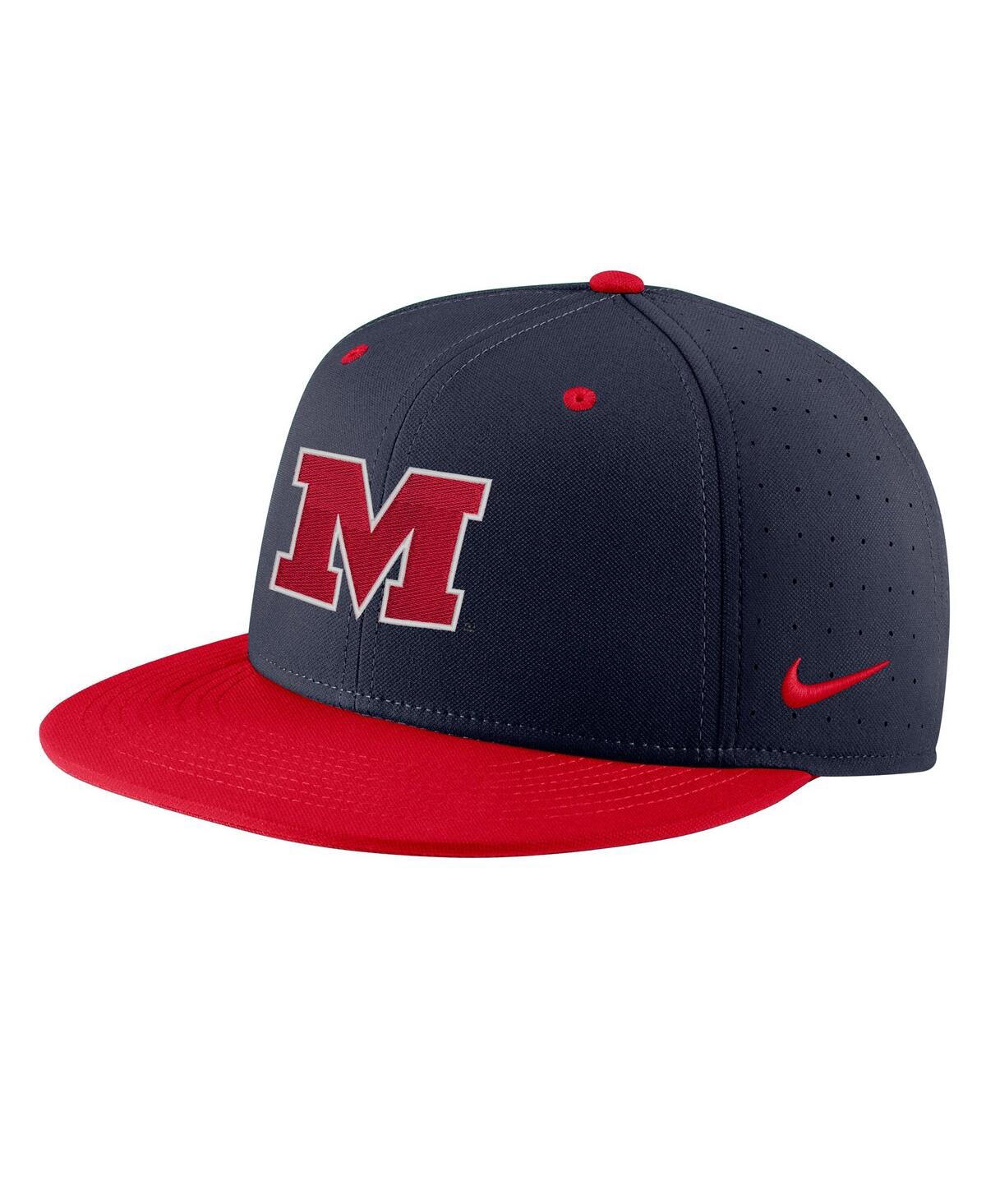 Men's NikeOle Miss Rebels Aero True Baseball Performance Fitted Hat - Navy