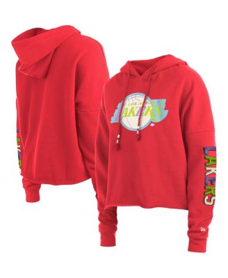 Women's Red Los Angeles Lakers Color Pack Cropped Top Pullover Hoodie