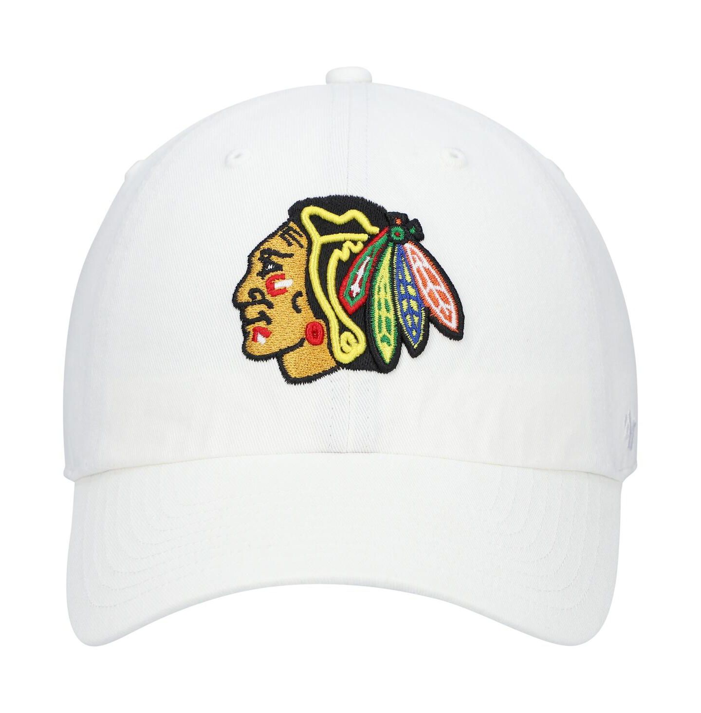 Мужская кепка '47 Brand White Chicago Blackhawks Team Clean Up Adjustable Hat — фото 3