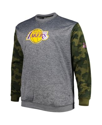 Men's Heather Charcoal Los Angeles Lakers Big and Tall Camo Stitched Sweatshirt