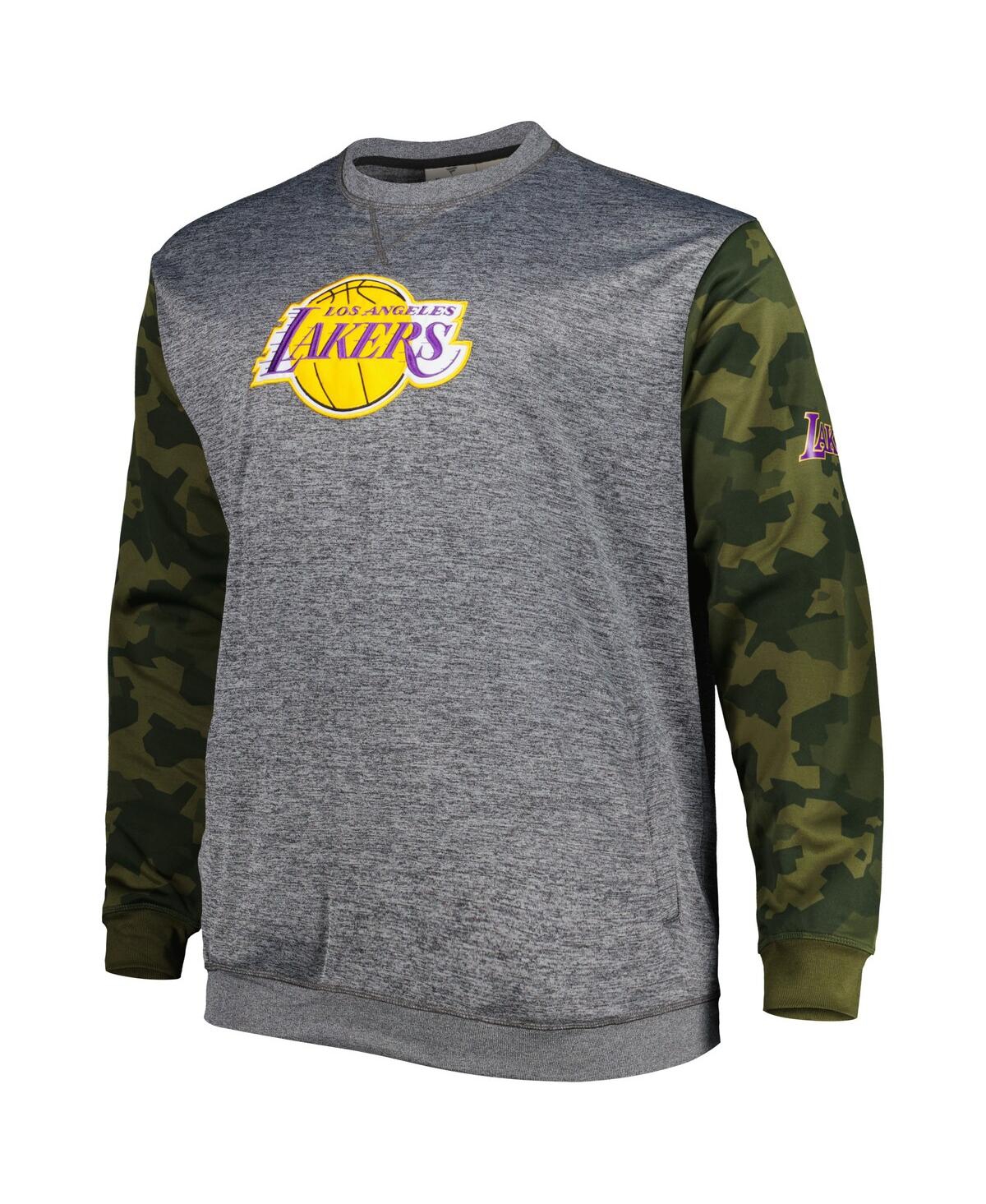 Men's FanaticsLos Angeles Lakers Big and Tall Camo Stitched Sweatshirt - Heather Charcoal