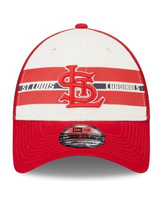 Men's White, Red St. Louis Cardinals Team Stripe Trucker 9Forty Snapback Hat