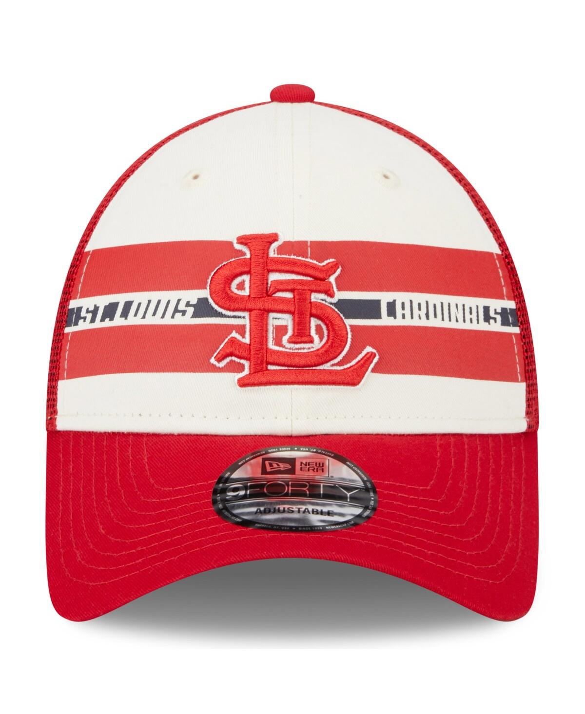 Men's New Era Red St. Louis Cardinals Team Stripe Trucker 9Forty Snapback Hat - Red