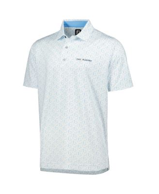 Men's White, Light Blue THE PLAYERS Allover Print ProDry Polo Shirt